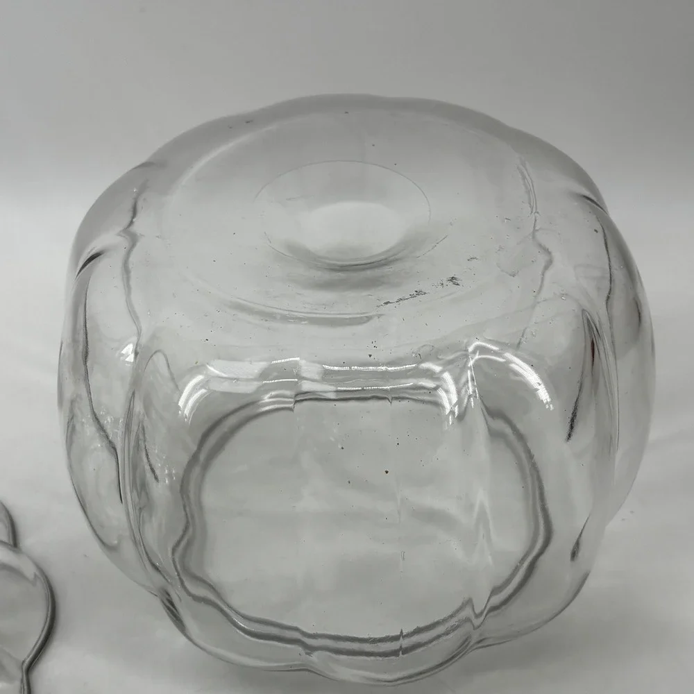 Anchor Hocking Clear Glass Pumpkin Jar with Lid Harvest Fall DecorCandy Dish6.5
